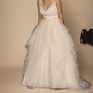 Galina - Tulle Tank V-Neck Ball Gown with Layered Skirt - Size 6P